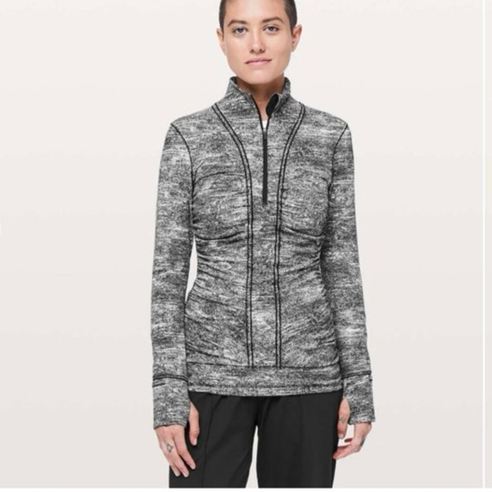 Lululemon Cypress Kiss 1/2 Zip gray speckle heather size 8